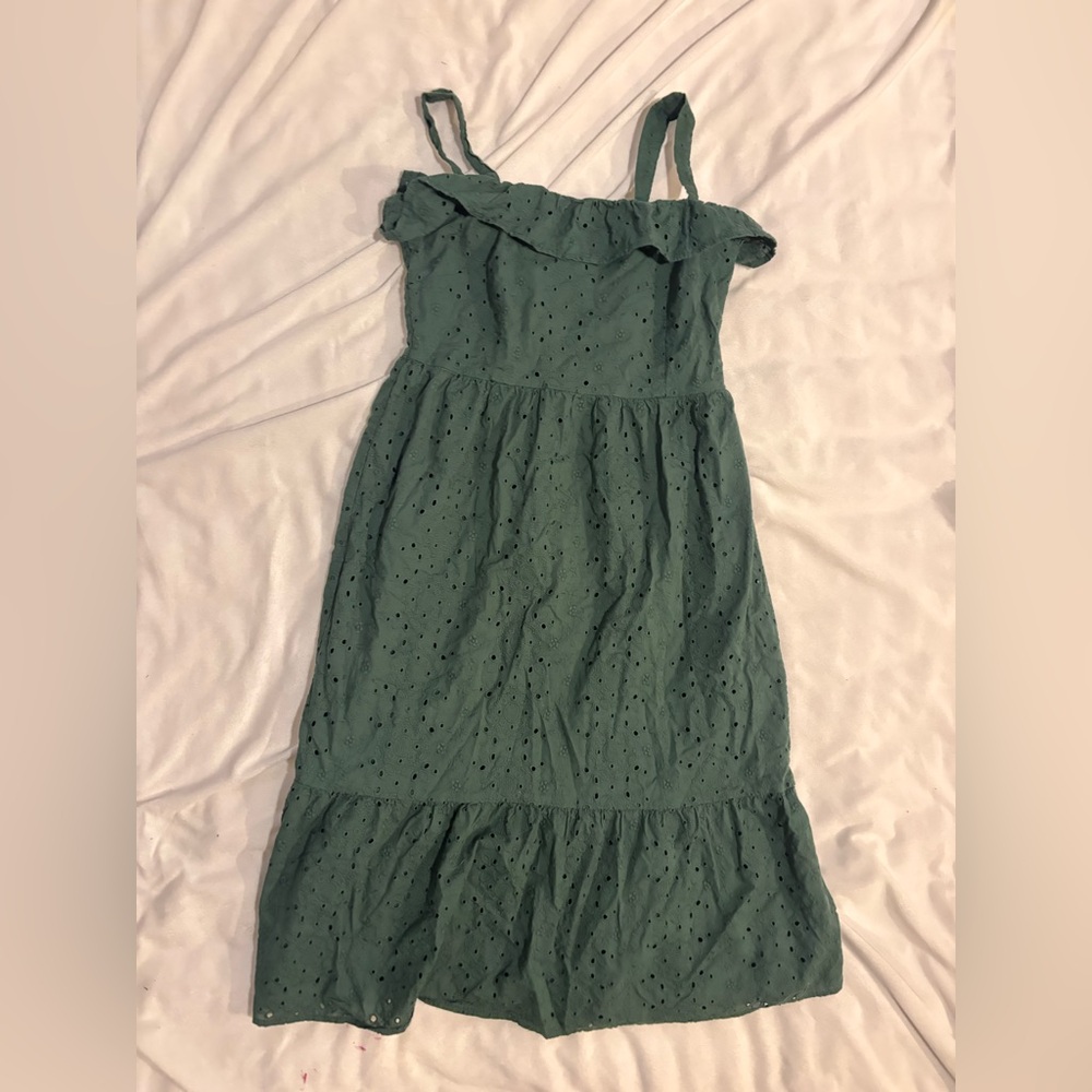 LOFT Teal Eyelet Dress